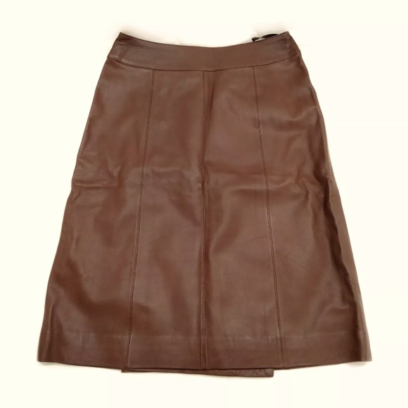 CHANEL Dresses & Skirts - New CHANEL Brown Lambskin and Silk Wrap Skirt